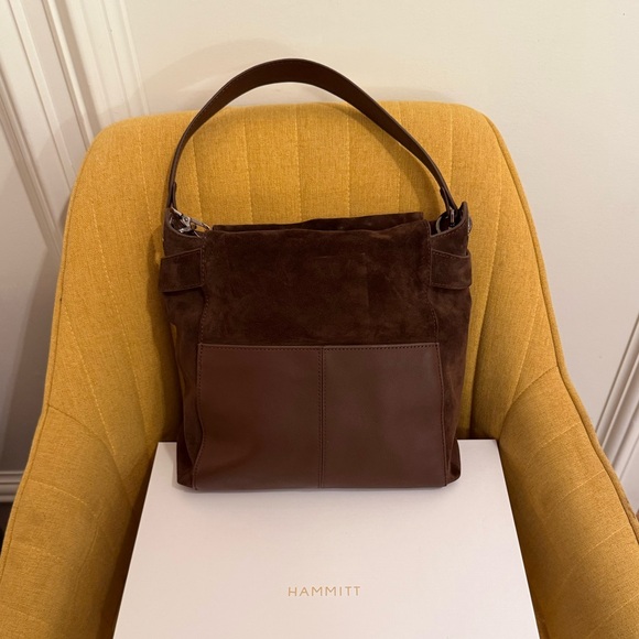 Hammitt Belted Bryant Large Brown Suede Gunmetal Rivets - Picture 2 of 8